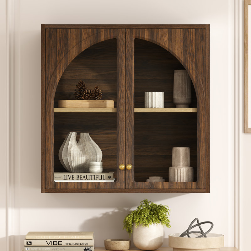 Armoire murale, armoires à pharmacie avec porte arquée en acrylique, Blanc