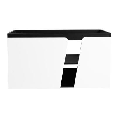 Meuble-lavabo de salle de bain contemporain avec porte d'armoire à fermeture douce, blanc et noir 36 po, style moderne / blanc / noir