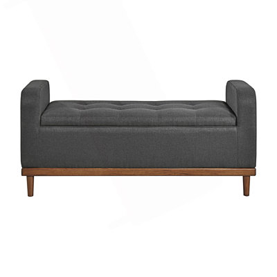 Mid-Century Modern Lift Top Storage Bench, Tufted Upholstered Bench