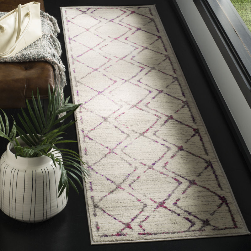 Tapis ivoire / rose Cohrs, Tapis de couloir 2 pi x 8 pi