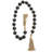 Glass Handmade Round Beaded Black Garland with Tassel with Knotted Brown Jute