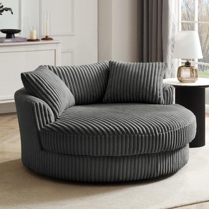 Skyler Upholstered Teddy Swivel Armchair, Grey
