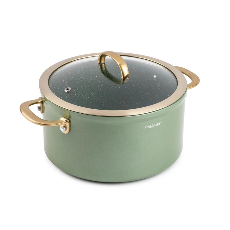 Thyme & Table Non-Stick 12-Piece Cookware Set, Green kitchen