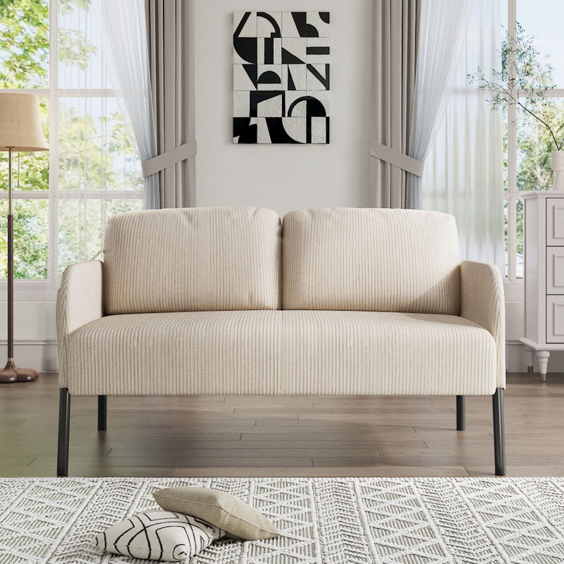 2-Seater Comfy Upholstered Loveseat 47.5" Corduroy Couch Armchair Sofa