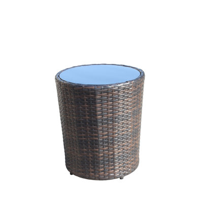 Table basse ronde pour l'extérieur avec mobilier en verre trempé noir