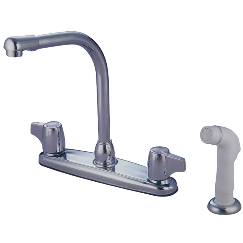 Kingston Brass Two-Handle 4-Hole 8" Centerset Kitchen Faucet with Side Sprayer