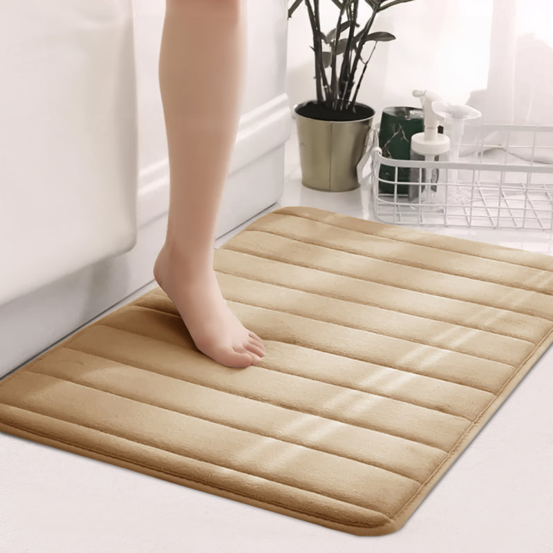 Nakiyha Rectangle Non-Slip Bath Mat, 50cmW x 80cmL, Beige