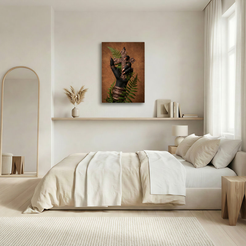 «Gallery Wrap», art mural sur toile pour le salon, la chambre à coucher, le bureau ou le vestibule - décoration murale décorative avec croix foncée