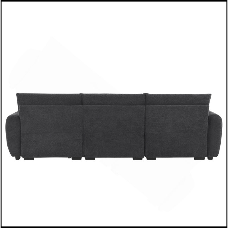 Canapé modulaire de 110 po en forme de L avec siège très grand, conception en ligne, repose-pieds mobile, mousse haute densité, combinaison libre, structure en métal et en bois robuste, tissu bouclé,