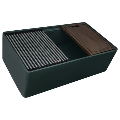 33'' L Double Bowl Fireclay Kitchen Sink -  Ruvati, RVL2387EG