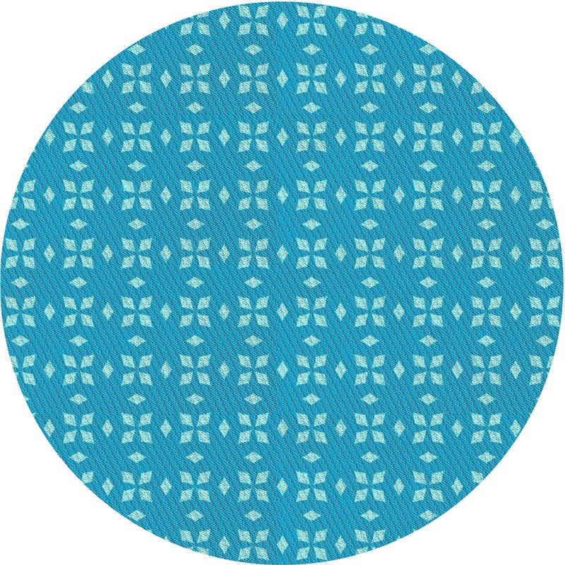 Tapis bleu tissé à la machine, Rond 7 pi