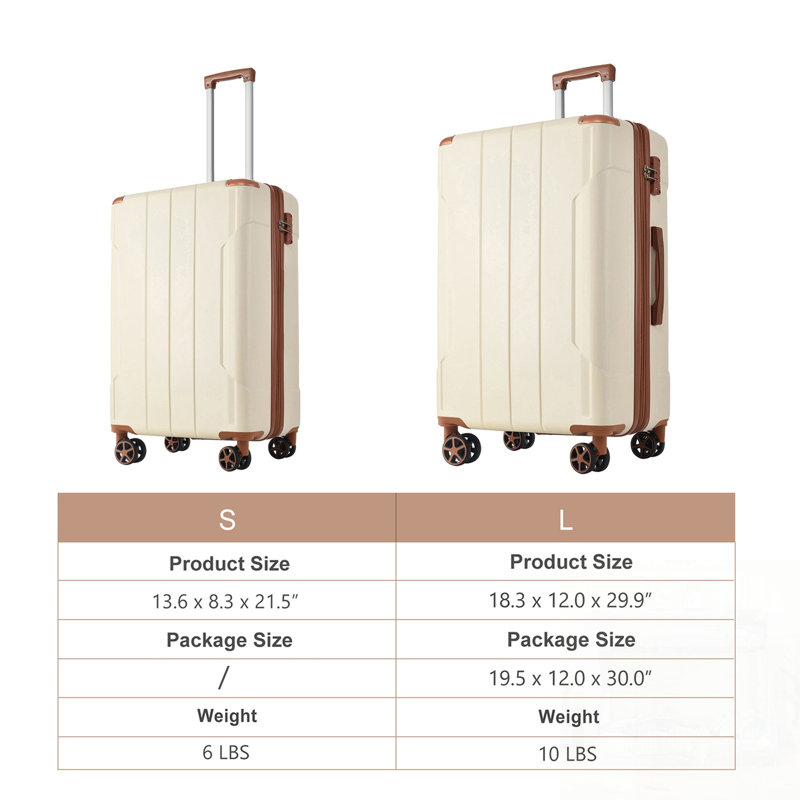 Ensemble de 2 valises en plastique durable Hardshell avec serrure extensible TSA et roulettes pivotantes pour faciliter les déplacements