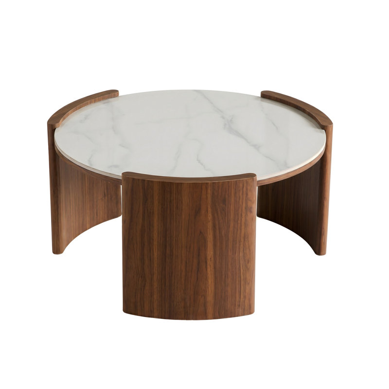 Table basse en pierre frittée Modern, Blanc