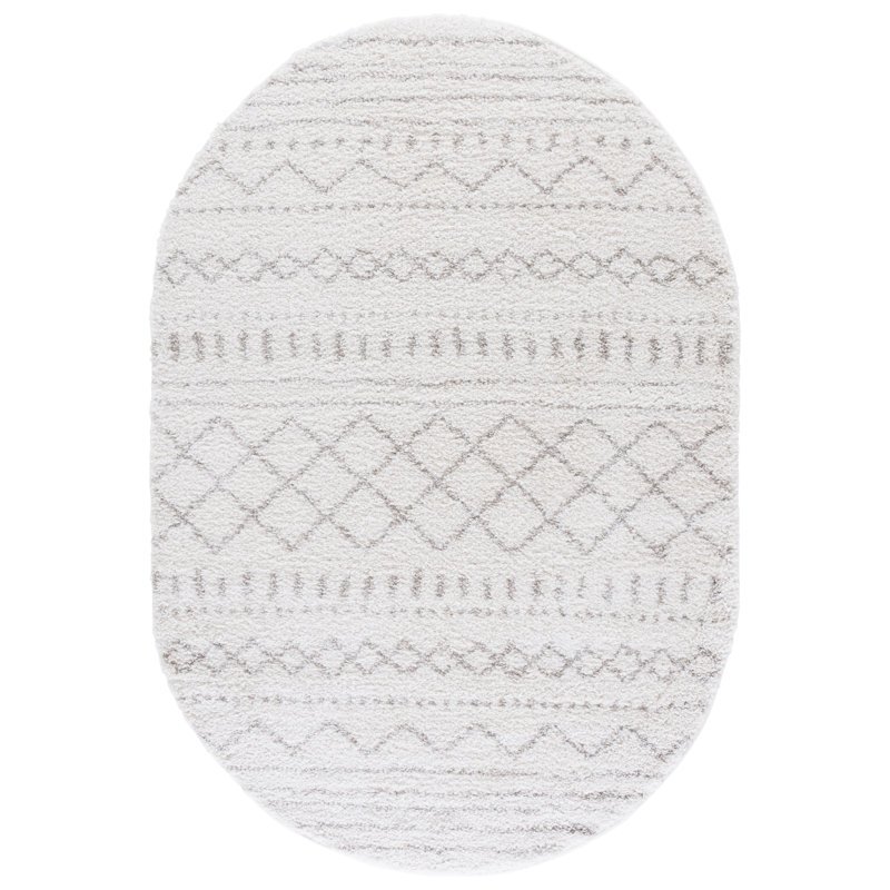 Develin Performance Chevron Rug, Oval 5' x 8', Ivory/Beige