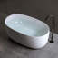 Baignoire indépendante de 47 po en pierre de résine à surface solide, une baignoire indépendante de conception moderne avec drain escamotable et tuyaux de trop-plein