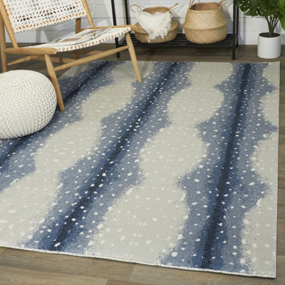 Tapis rayé abstrait ivoire Fasti