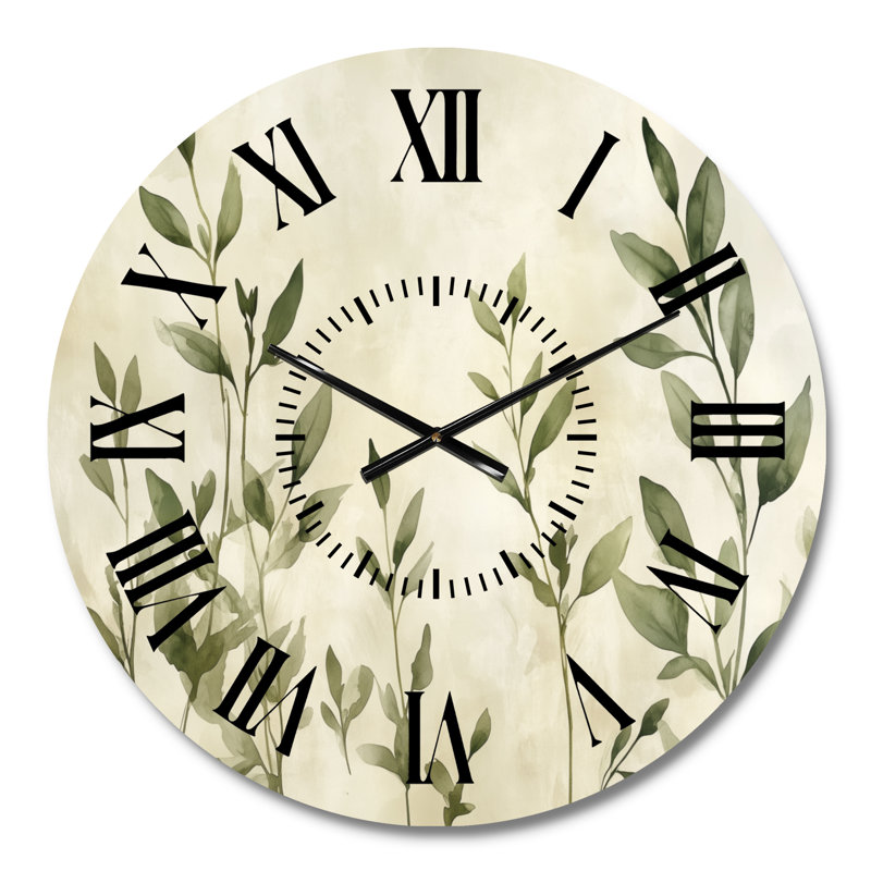 Thyme Botanical - Kitchen Metal Wall Clock, Small