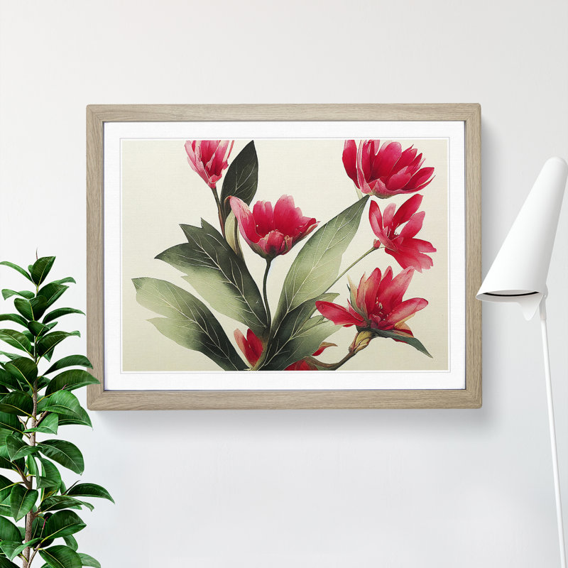 Awesome Watercolour Flowers - Framed Print, 25cm H x 34cm W x 2cm D, Oak
