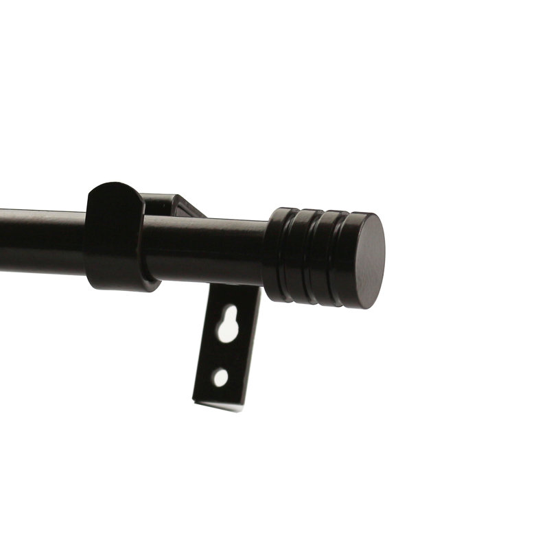 Sweitzer Adjustable Single Curtain Rod, 0.62" H x 84" W x 0.62" D, Black