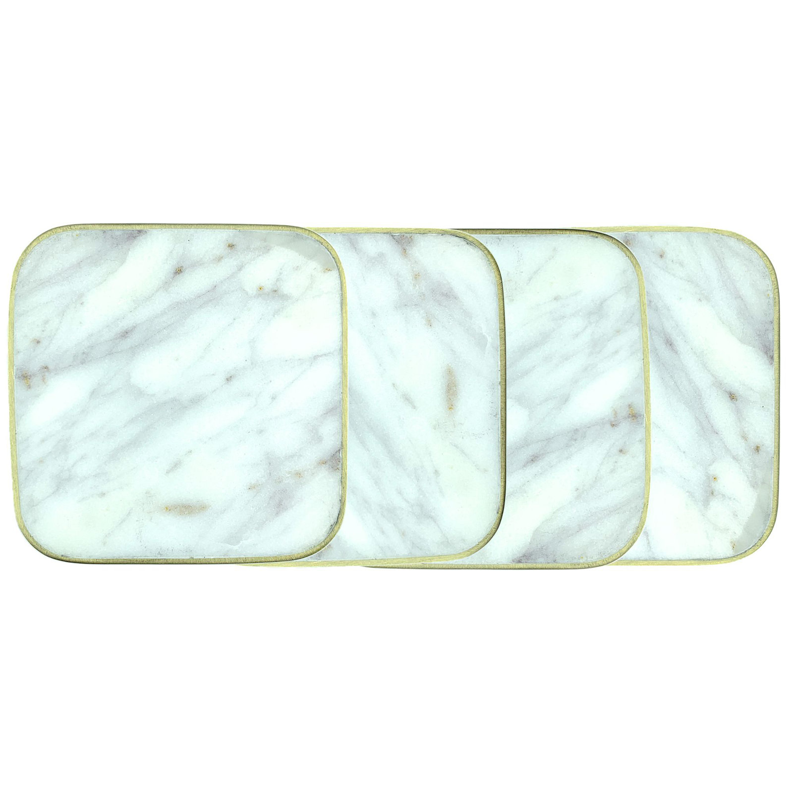 Canvas Home Verona Marble Coaster Set, White/Gold