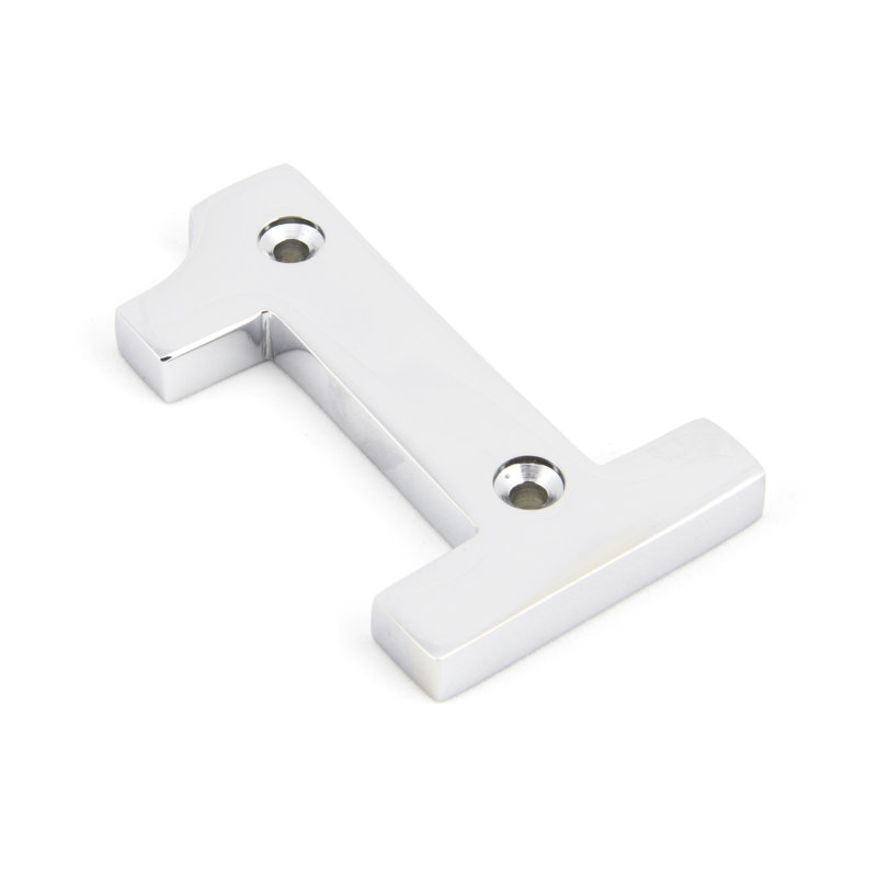 7.8cm H Metal House Number, Polished Chrome, 1