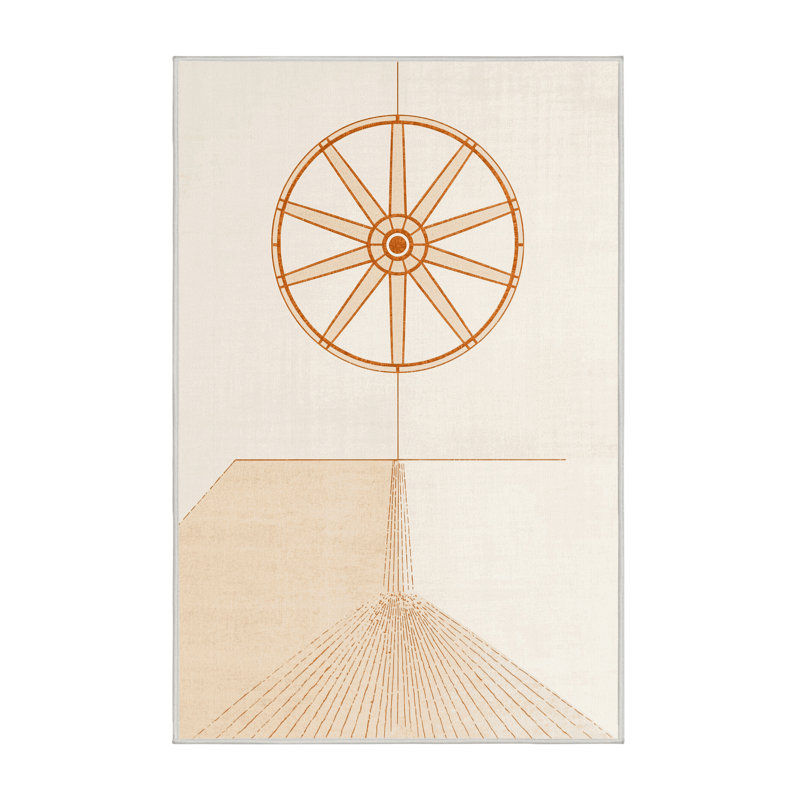 Tapis beige lavable à la machine Abaokoro, 5 x 7