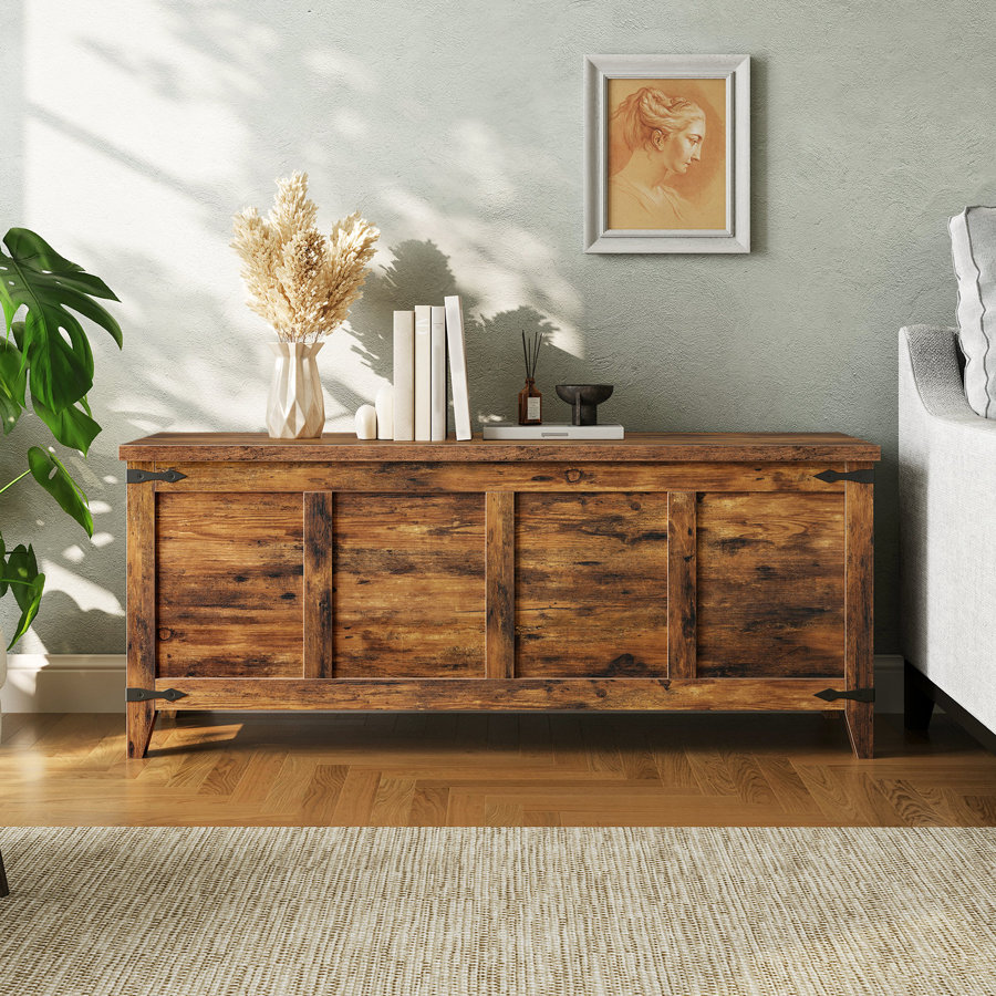 47.2"W Farmhouse Storage Chest With Lift Top Blanket Chest