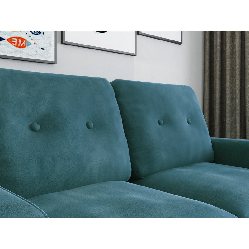 58'' Velvet Loveseat, Prussian Blue Velvet 
