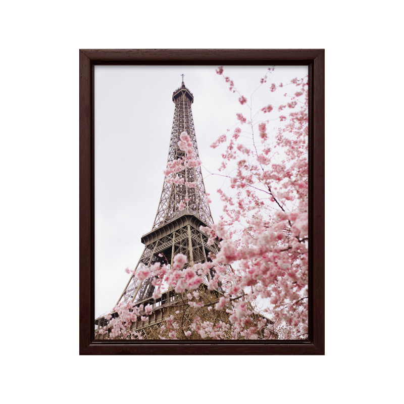 Blooming Paris, Canvas, 08"H x 10"W, Brown Framed