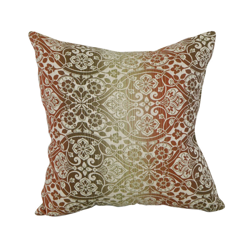 Premium Jacquard Outdoor Cushions Outdoor Reversible Throw Pillow, Tan/Red