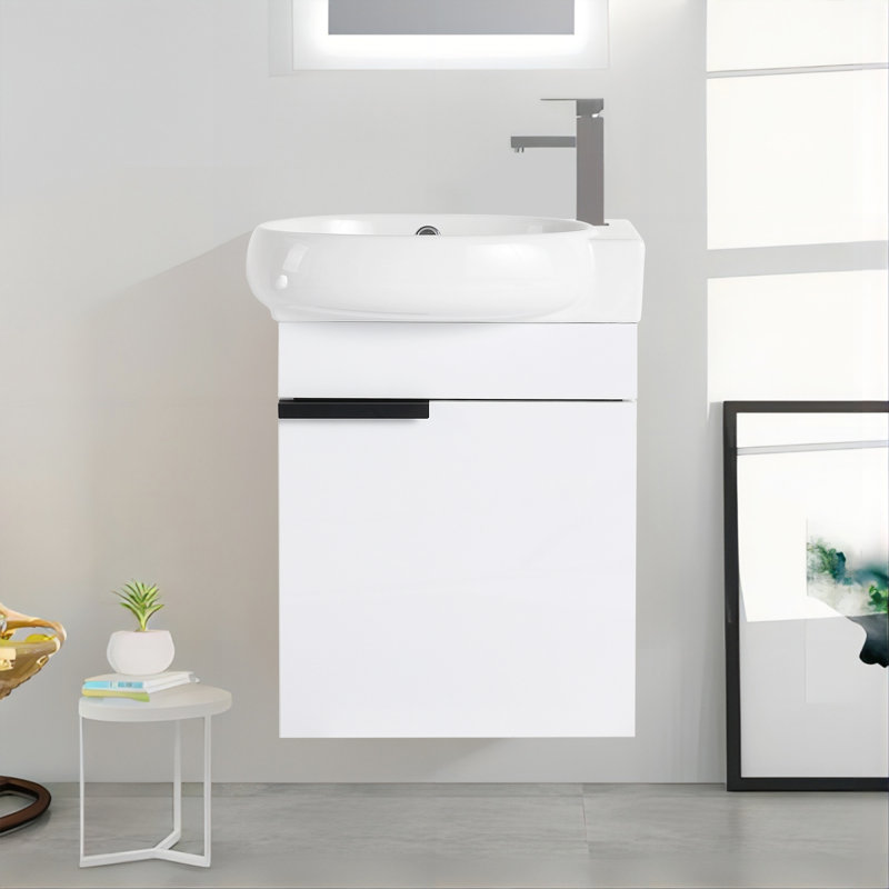 16.8'' Single Bathroom Vanity with Ceramic Top, White