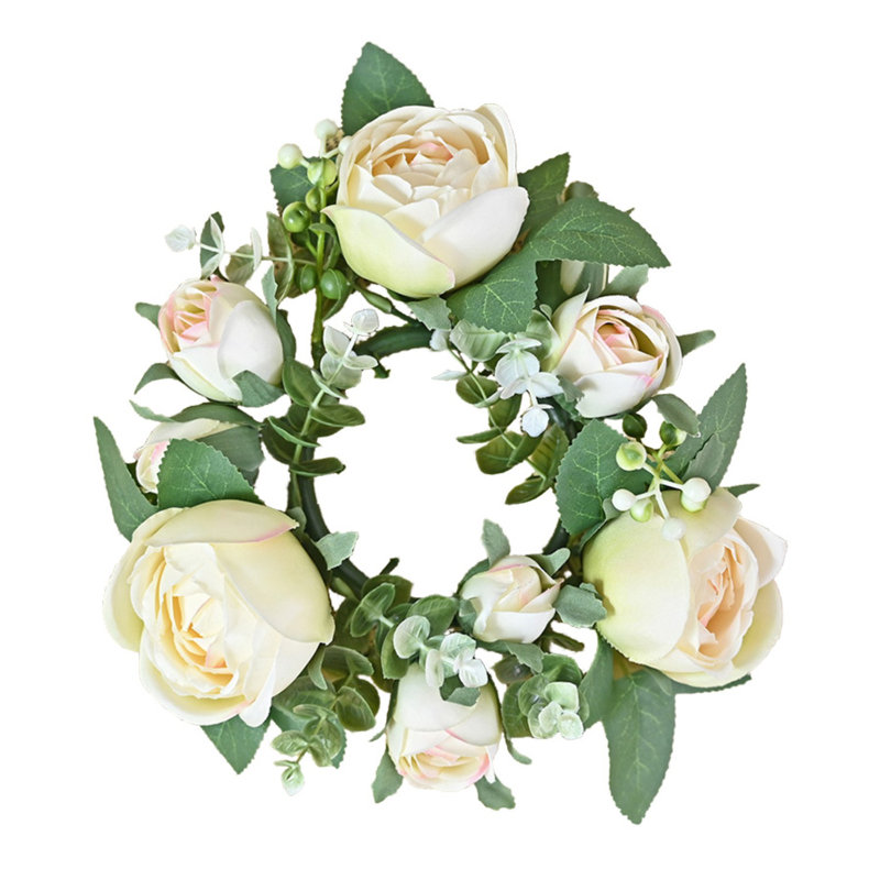 Couronne de 4 petites bougies roses, Beige