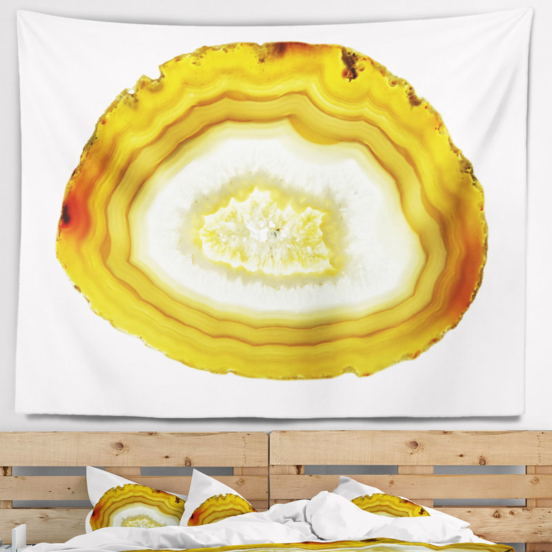 Tapisserie agate jaune en polyester avec accessoires suspendus inclus, H 68 po x l 80 po