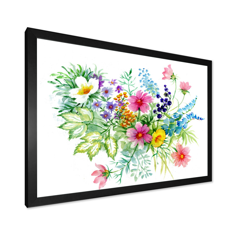 «Blooming Colorful Flowers», reproduction sur toile flottante, Cadre noir, H 16 po x l 32 po x P 1 po