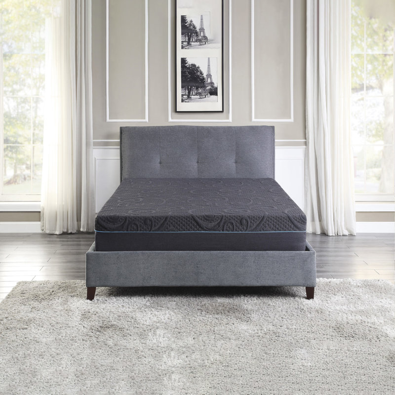 Matelas hybride en mousse viscoélastique imprégnée de gel 11 pouces, très grand californien, gris foncé, matelas dans une boîte