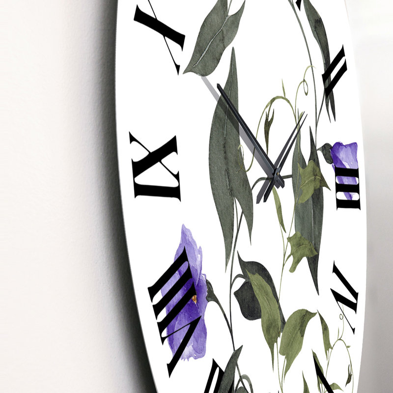 Horloge murale surdimensionnée avec fleurs et herbes II, Moyen