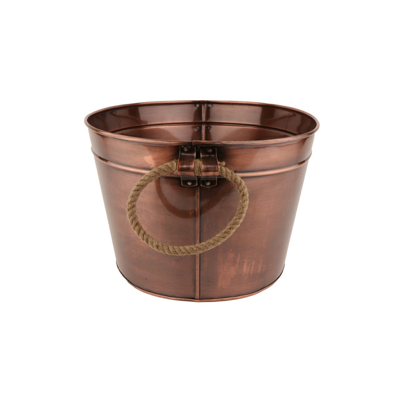Copper-Plated Oval Beverage Tub with Rope Handles
