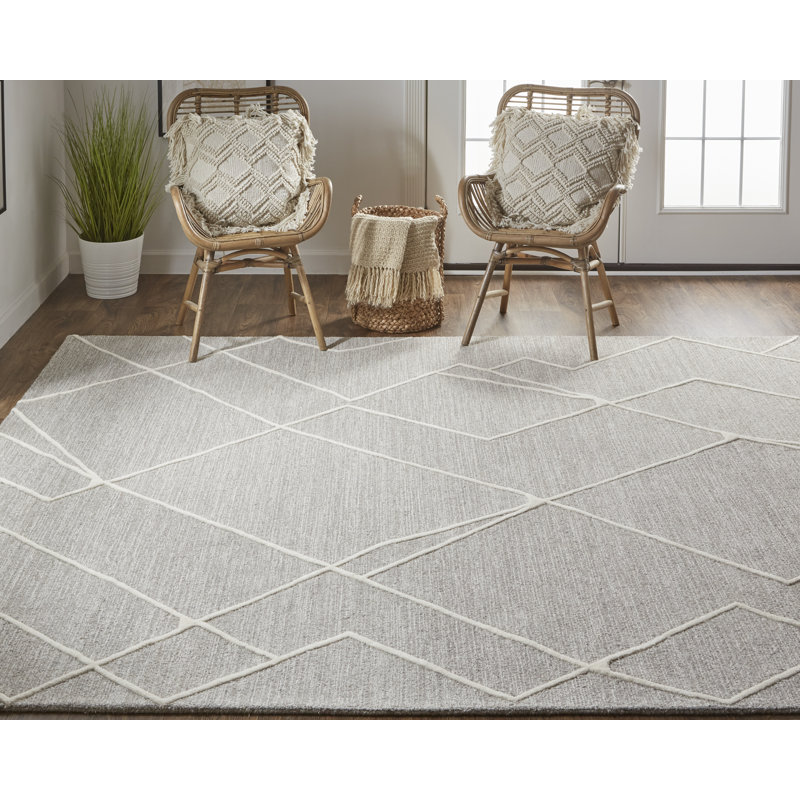 Thom Filicia Wool Abstract Area Rug in Gray, Rectangle 9'6" x 13'6"