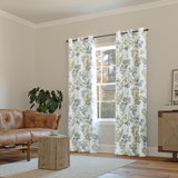 Floral Leaf Print Blackout Grommet Curtain Panel