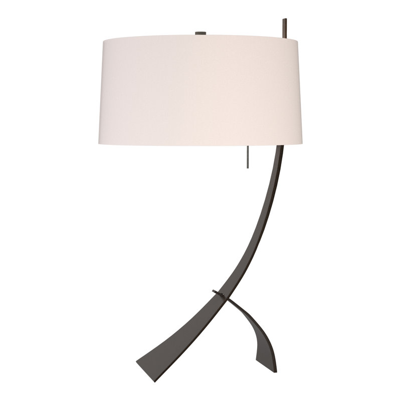 Stasis 28.3" Metallic Arched Table Lamp, Oil Rubbed Bronze, Flax