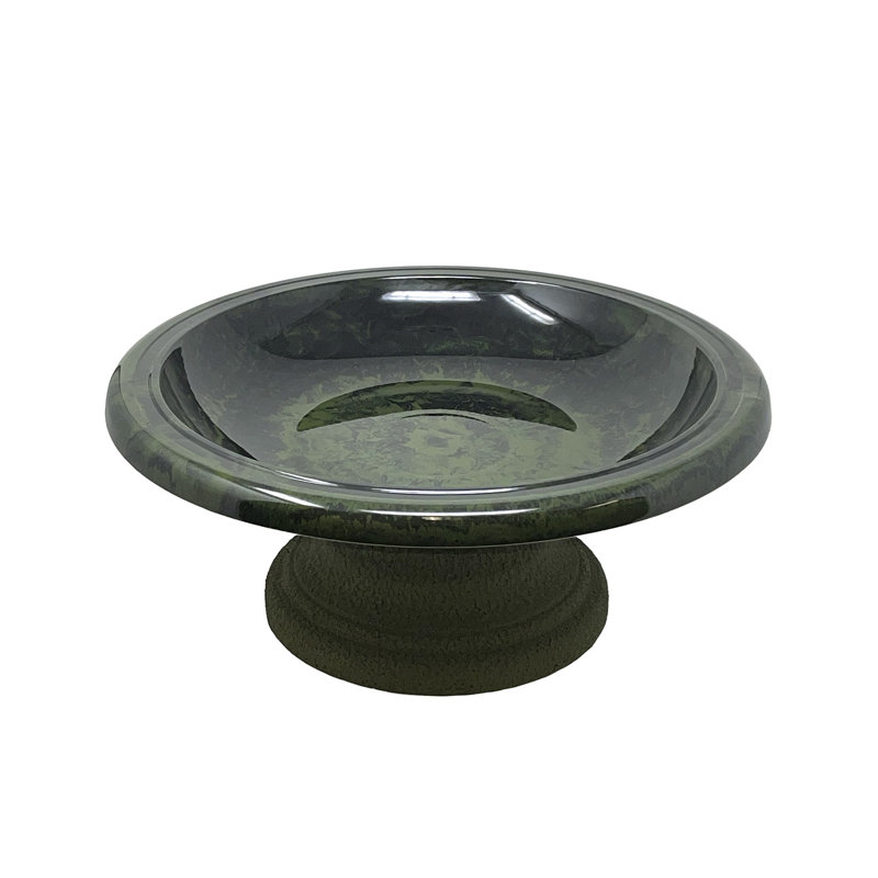 Bain d'oiseaux en fibre d'argile de 19 po x H 7,5 po Birds and Beyond, collection Bardem, Vert foncé