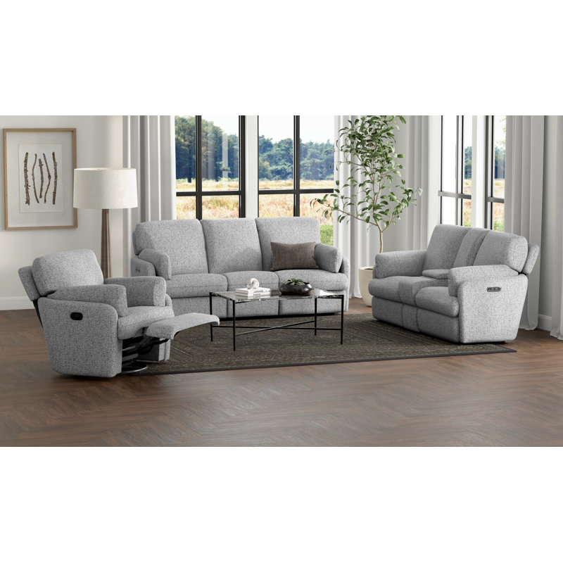 Saxon Gray Power Loveseat With Console