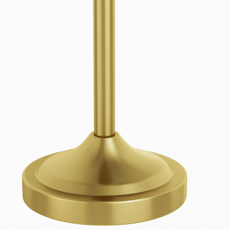 Lampe de table moderne en laiton poli L 26 po avec interrupteur à bouton et abat-jour en lin L chariot, Laiton poli