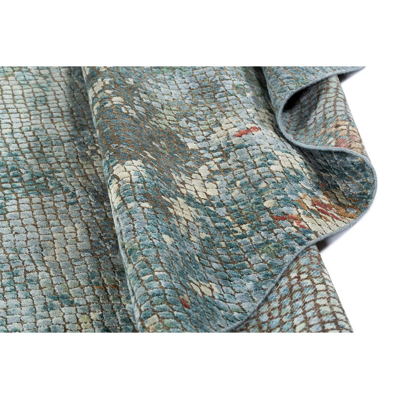 Foundry Abstract Area Rug in Blue/Green, Rectangle 8' x 10'