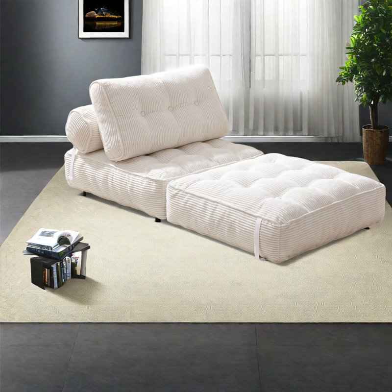 Canapé-lit compressible, canapé-lit moderne compact en velours côtelé pliable pour la maison, Beige