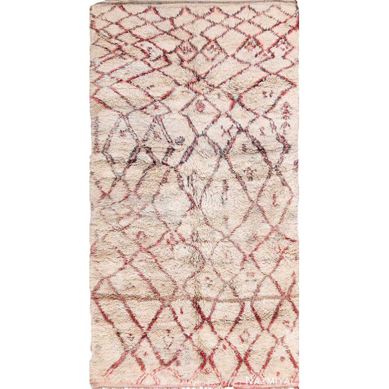 Tapis marocain rétro à poils longs moelleux