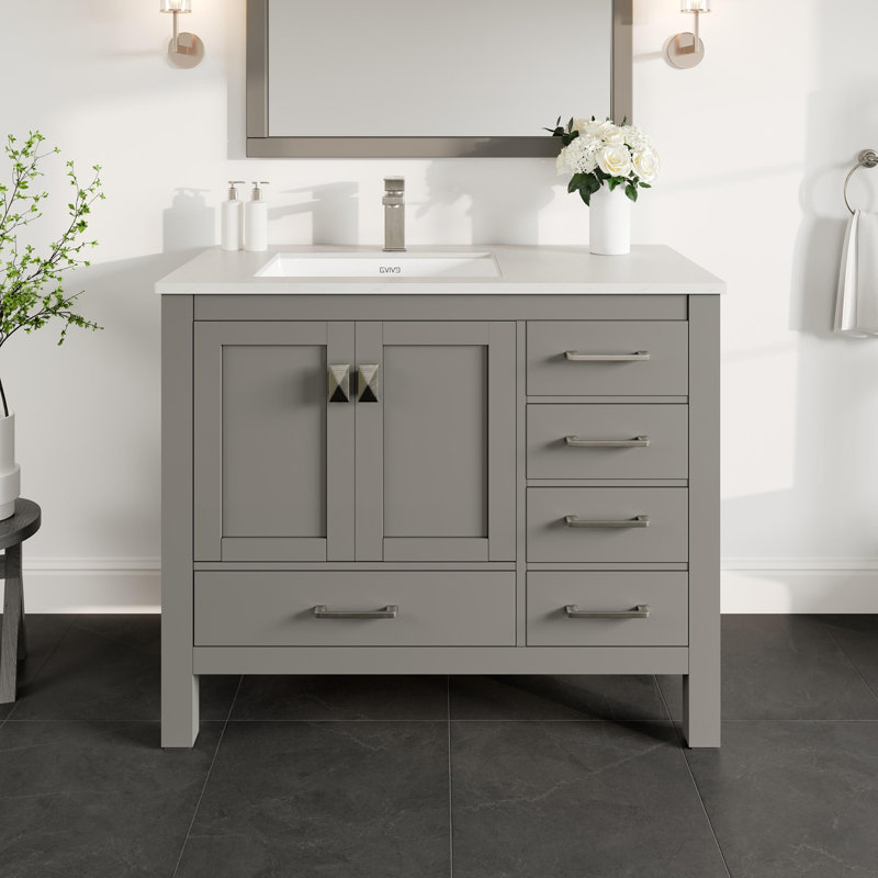 Ensemble de meuble-lavabo simple l 42 po London, Gris
