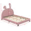 Lit plateforme rembourré en cuir orné d'une décoration de lapin-2013462604-2013462605