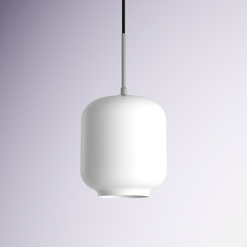 Luminaire suspendu à bocal unique à 1 lumière Drinkard, H 9,2 po x l 7,3 po x P 7,3 po, Chrome, Blanc givré