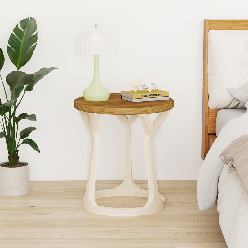 Table de bout ronde d'appoint Farment, Blanc